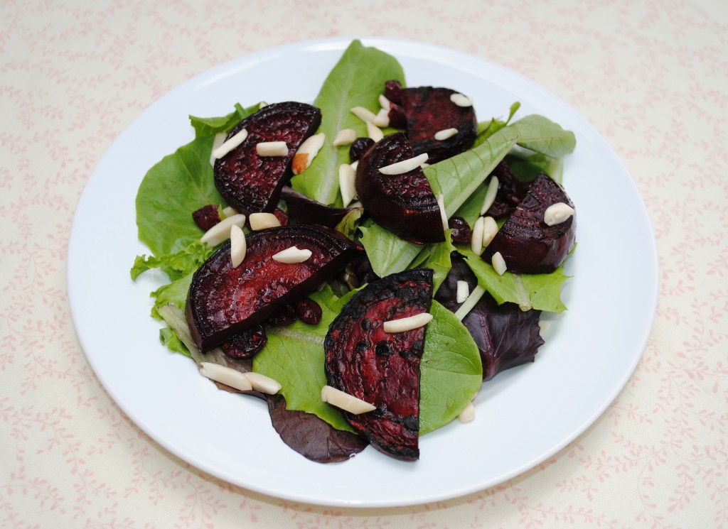 Grilled Beet Salad with Almonds and Dried Cranberries