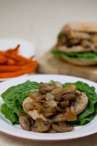 Vegan Chicken Sandwich with Sauteed Mushrooms