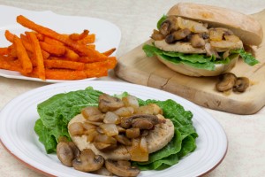 Vegan Chicken Sandwich with Sauteed Mushrooms